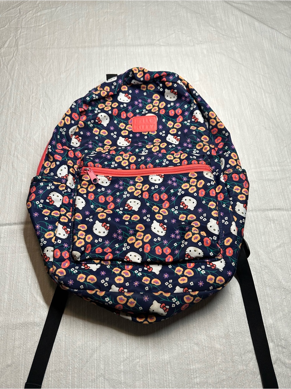 Hello Kitty Navy Backpack with Pink Floral Accents
